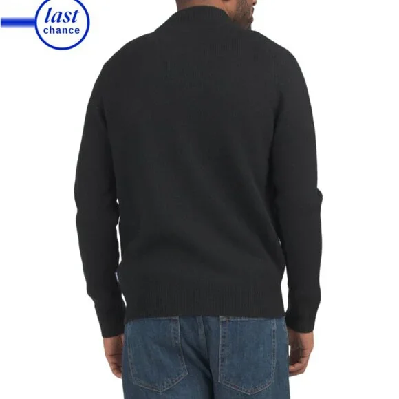 BARBOUR Black Wool Talder Front Zip Sweater